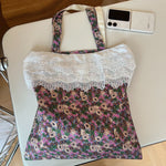 Load image into Gallery viewer, Floral Lace Trim Canvas Tote Bag Women Book Bag N6E036