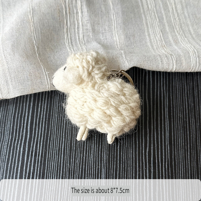 Handmade Felt Sheep Keychain Bag Charm Pendant N6G004