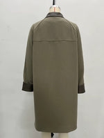 Load image into Gallery viewer, Elegant Contrast Trim Notch Lapel Medium Coat Women N6H041