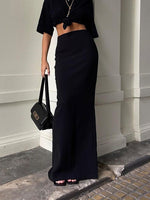 Load image into Gallery viewer, Slim Fit Black Midi Pencil Skirt Women N6C207