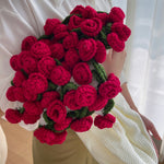 Load image into Gallery viewer, Handmade Crochet Rose Bouquet Throw Blanket Floral N6G001