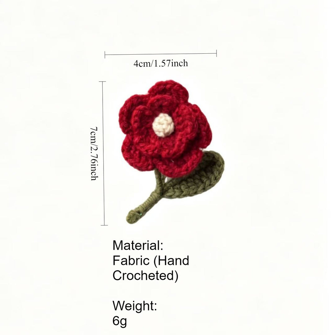 Handmade Crochet Brooch 3D Wool Flower Leaf Pin N6G014