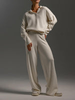 Load image into Gallery viewer, Knit Set Polo Neck Pullover Wide Leg Pants Two-Piece N6G137