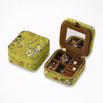 Load image into Gallery viewer, Jewelry Travel Organizer Pouch Green Gold Brocade N6E077