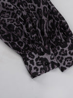 Load image into Gallery viewer, Leopard Print Chiffon Dress with Lapel and Puff Sleeve N6C192