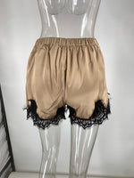 Load image into Gallery viewer, Puff Sleeve Waist Cinching Lace Shorts Set Women N6F260