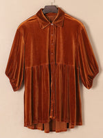 Load image into Gallery viewer, Velvet Single Breasted Mid Length Blouse Women N6B075
