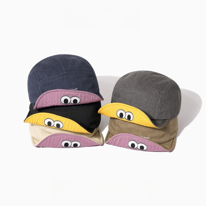 Cute Eye Embroidery Bucket Hat Women Turned-Up Brim N6C085