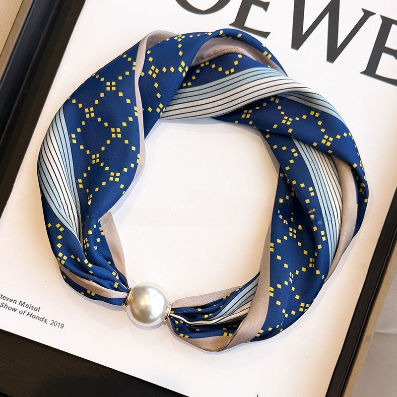 Womens Pearl Magnetic Clasp Skinny Scarf N6K260
