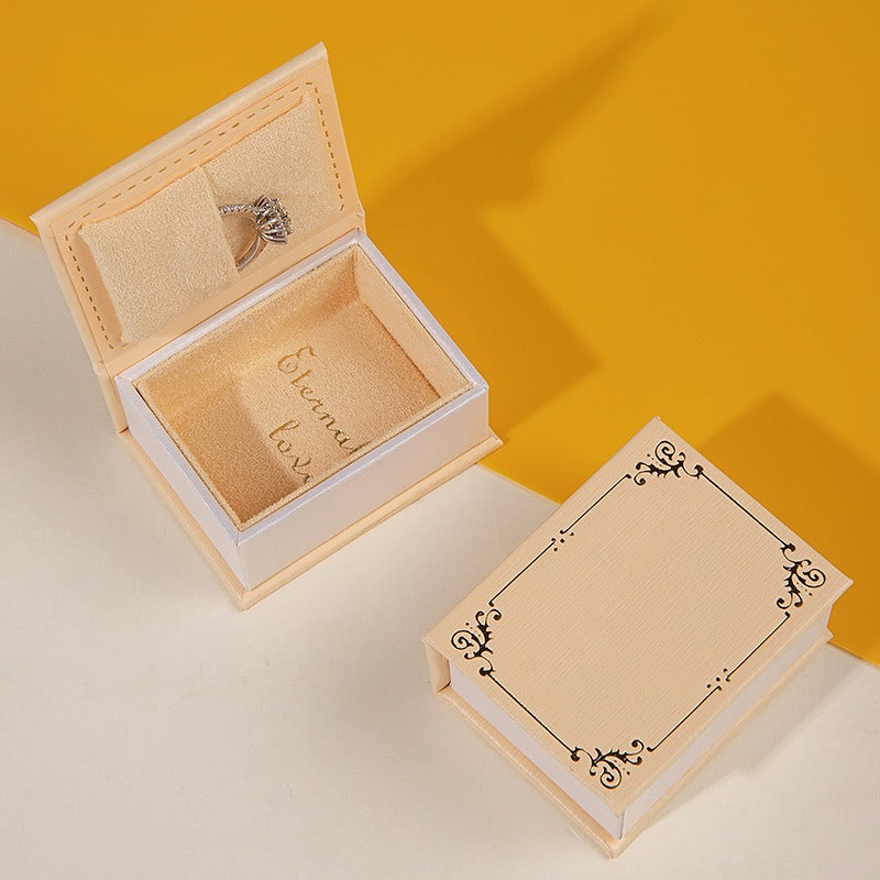 Book-Shaped Ring Jewelry Box Storage Suede Paper Case N6G051