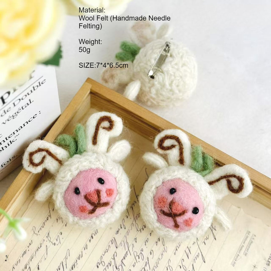 Handmade Wool Felt Animal Brooch Cute Cat Bear Pin N6G029