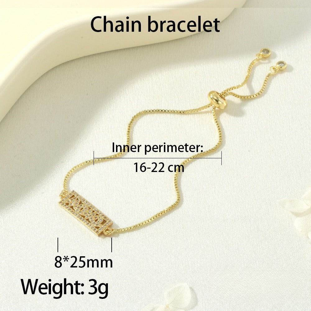 Zircon Letter MAMA Bracelet Women N6D504