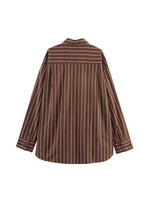 Load image into Gallery viewer, Striped Loose Collared Shirt Women N6C101