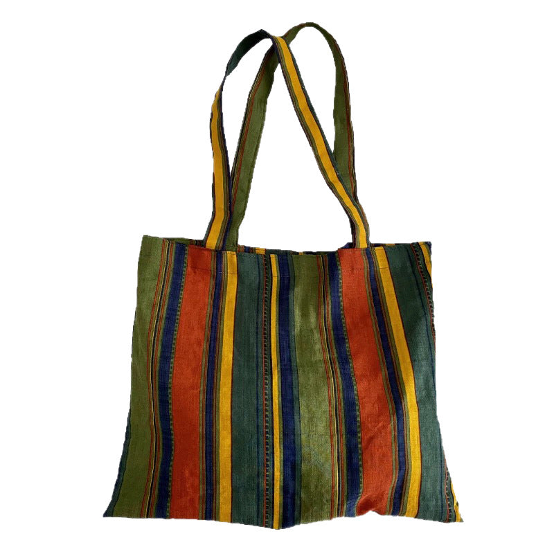 Retro Color Clash Rainbow Stripes Shoulder Bag  S5P270