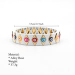 Load image into Gallery viewer, Evil Eye Enamel Cuff Steel Stove Fired Blend S5P079