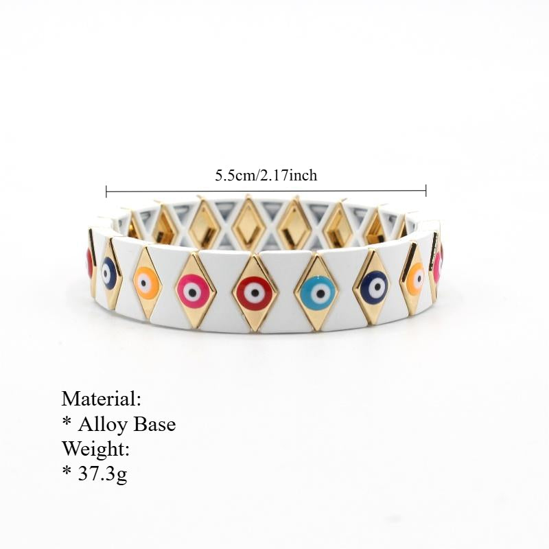 Evil Eye Enamel Cuff Steel Stove Fired Blend S5P079