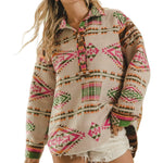 Load image into Gallery viewer, Wool Blend Notch Collar Sweatshirt Women Red N5A112
