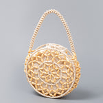 Load image into Gallery viewer, Hand Woven Wooden Bead Circle Bag Drawstring Closure S5P370