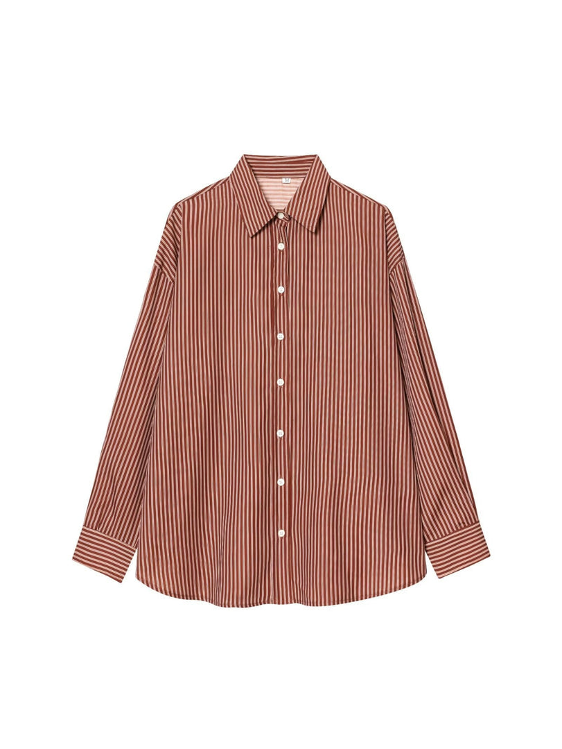 Striped Poplin Loose Shirt Women N6C099