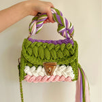 Load image into Gallery viewer, Handwoven Crochet Colorblock Shoulder Bag Tassel N6F094