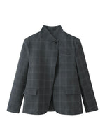 Load image into Gallery viewer, Check Mandarin Collar Blazer Women N6C119