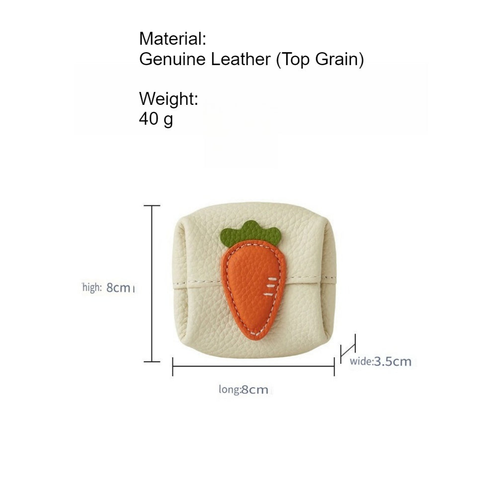 Top Grain Leather Carrot Coin Purse Mini Organizer N6G092