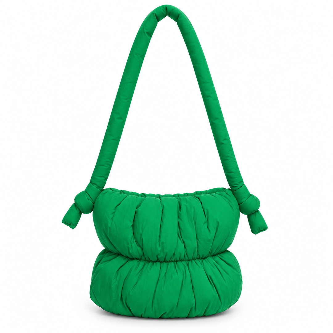 Women's Ruched Padded Nylon Bucket Bag N6J215