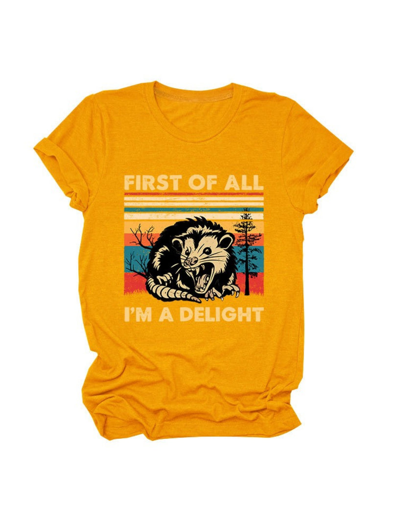 First of All I'm a Delight Print Round Neck T-Shirt N6E141