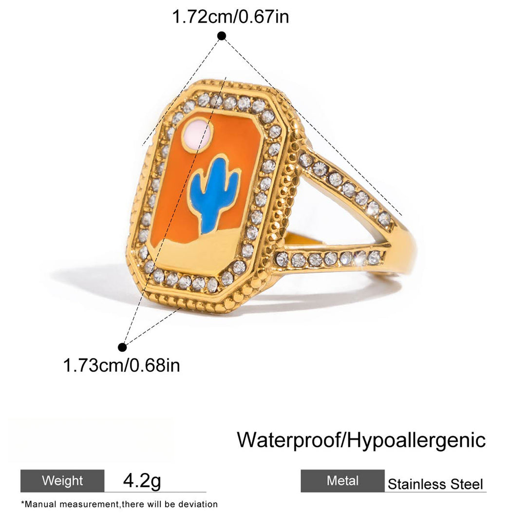Love Signet Ring Steel Luxury Gold Plated S5P029