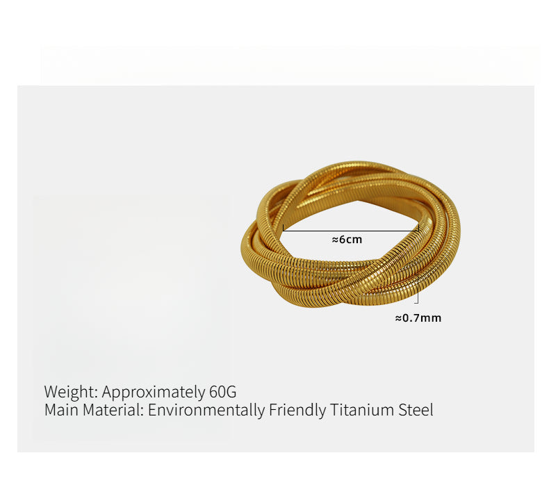 Quadruple Strand Cuff Titanium Steel 18K Plated S5P089