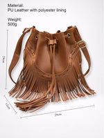 Load image into Gallery viewer, Handmade Fringe Drawstring Bucket Bag Women N6C220