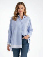Load image into Gallery viewer, Striped Spliced Shirt Open Front Casual N6C093