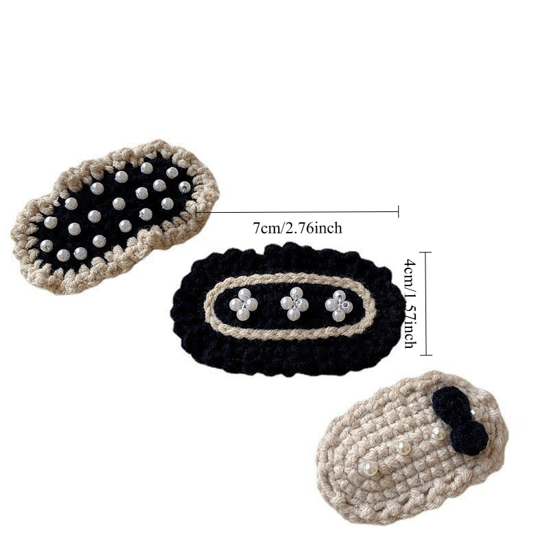 Womens Handmade Pearl Knit Side Hair Clip N6K311