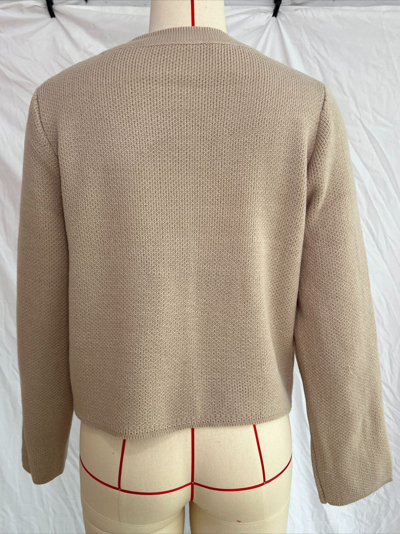 Gold Button Single-Breasted Round Neck Short Cardigan N6G143