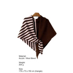 Load image into Gallery viewer, Triangle Wool Blend Shawl Cape Stripe Patchwork N6H308