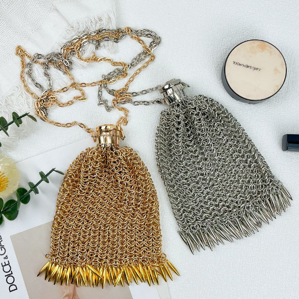 Retro Gold Metal Mesh Phone Purse Crossbody N6E028