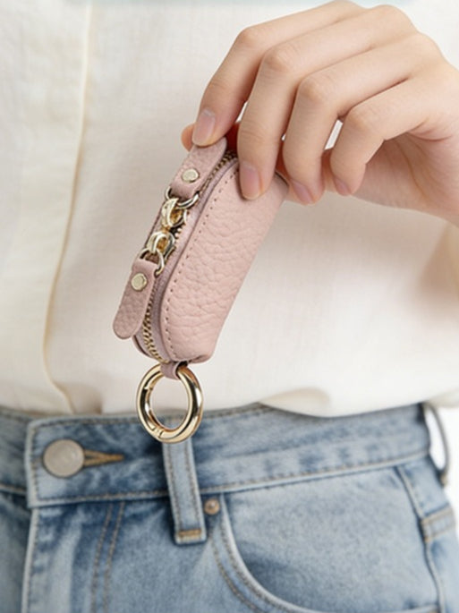Genuine Leather Coin Purse with Keychain Women N6D018