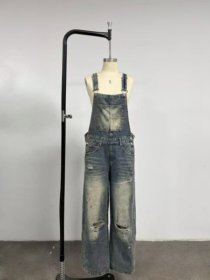 Loose Fit Relaxed Denim Overalls Women N6D166