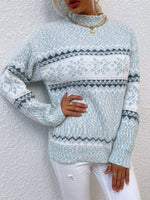 Load image into Gallery viewer, Half High Collar Snowflake Rabbit Hair Knit Sweater N6H258