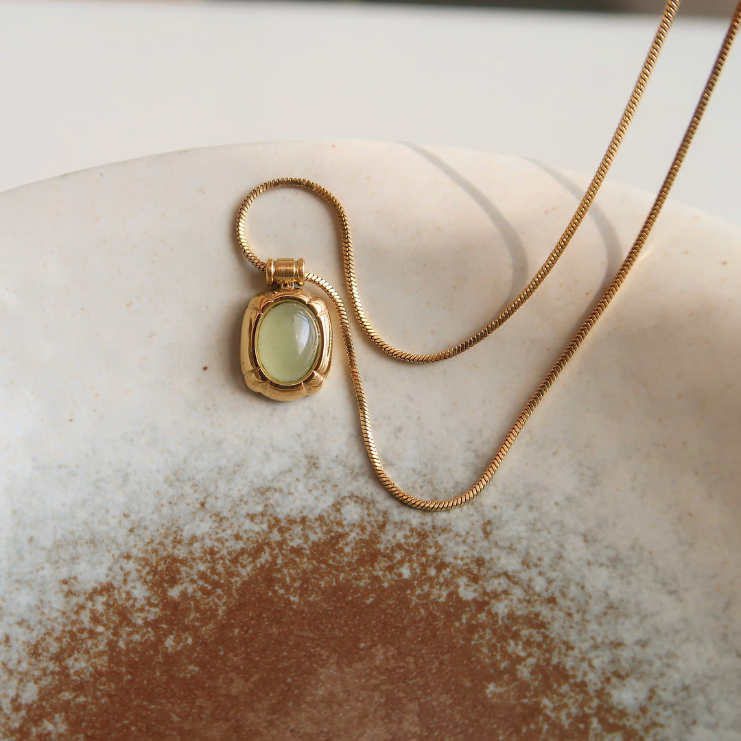 Aventurine Tiger Eye Pendant Snake Chain Necklace N6H176