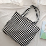 Load image into Gallery viewer, Grid Canvas Shoulder Bag Everyday Casual Tote N6F109