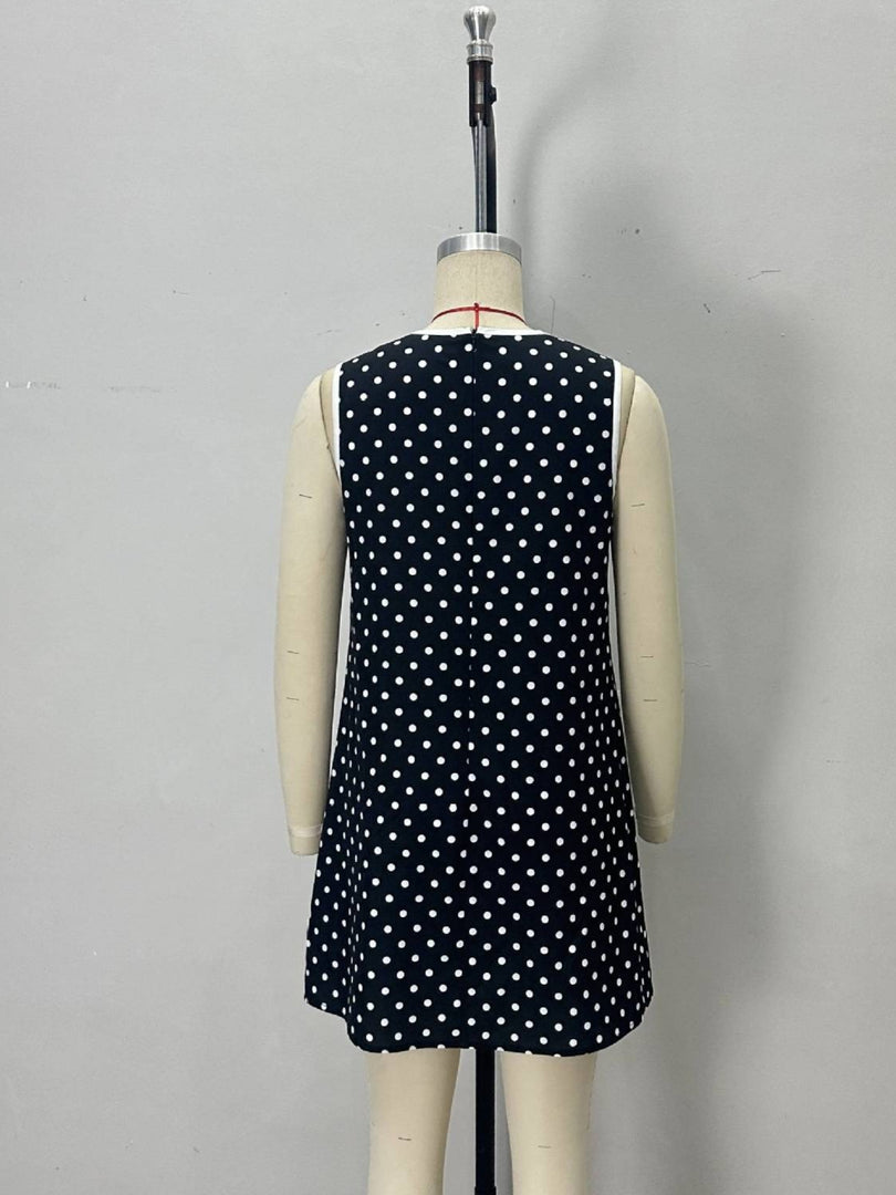 Polka Dot Sleeveless Dress with Bow Women N6D143