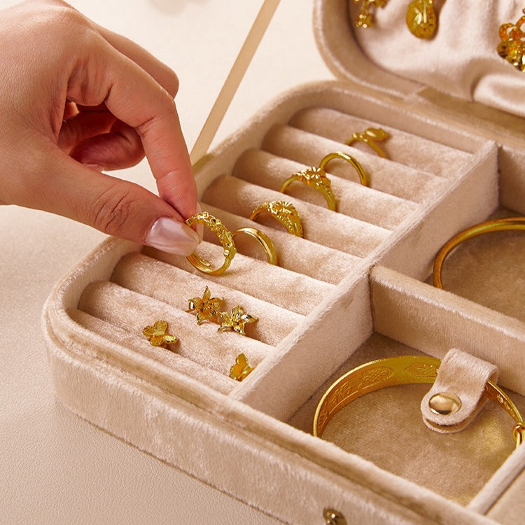 Large Velvet Jewelry Organizer Box Multi Compartment S5P829