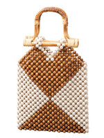 Load image into Gallery viewer, Color Block Wooden Bead Handwoven Tote Bag N6C308