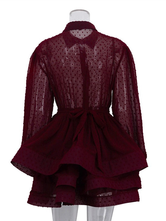 French A-line Shirt Dress Women N6C210