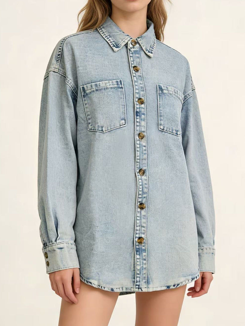 Washed Relaxed Fit Denim Shirt Women N6D164