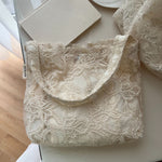 Load image into Gallery viewer, Lace Embroidered Cotton Shoulder Bag Canvas Lining S5P337