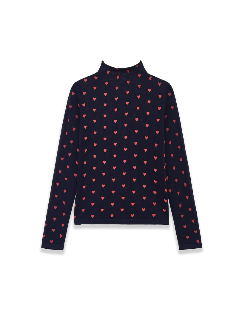 Heart Detail Long Sleeve Knit Sweater Women N6D121