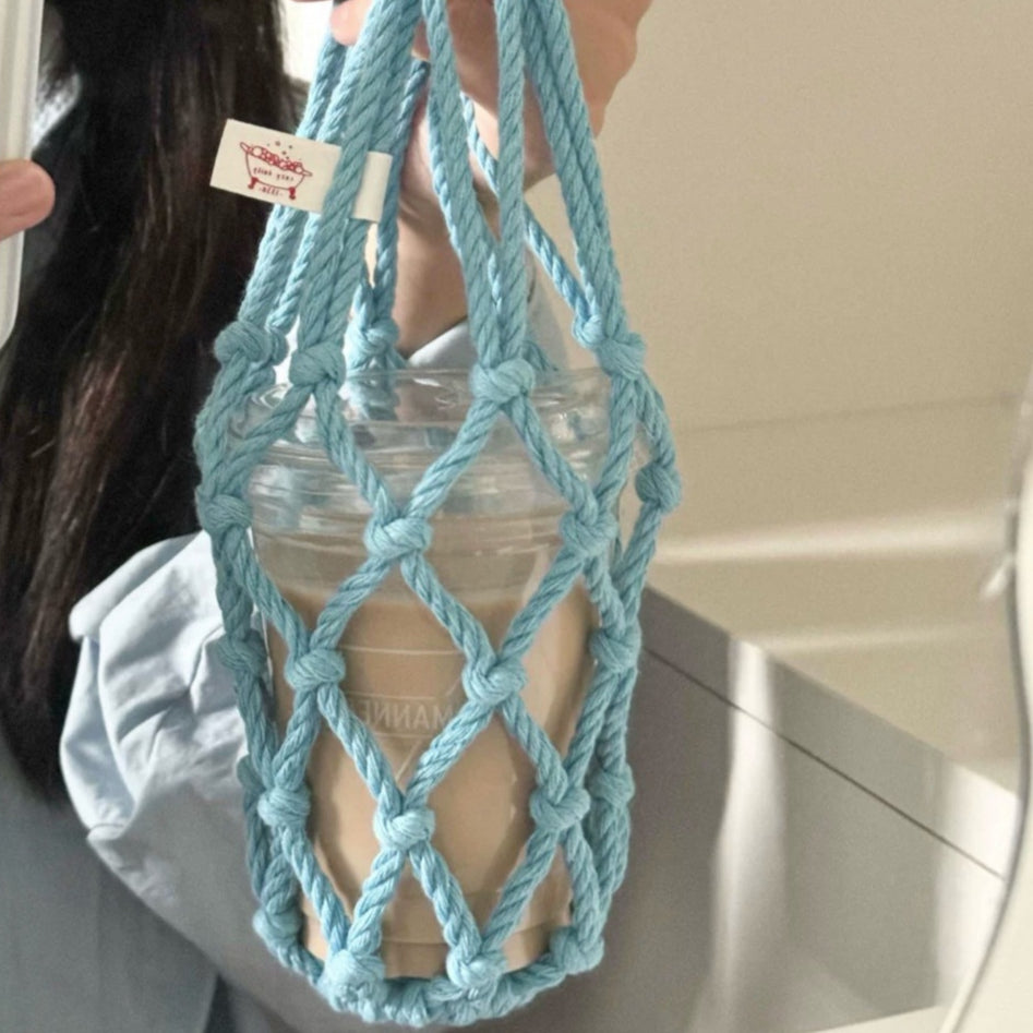 Handmade Cotton Linen Water Bottle Mesh Bag N6G086