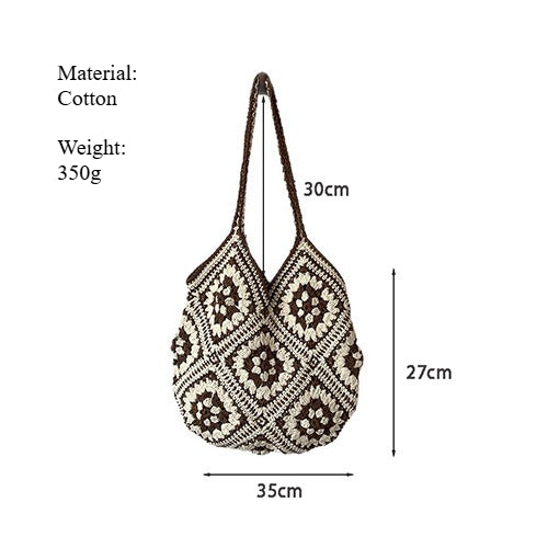 Handmade Crochet Cotton Tote Beach Bag N6A115